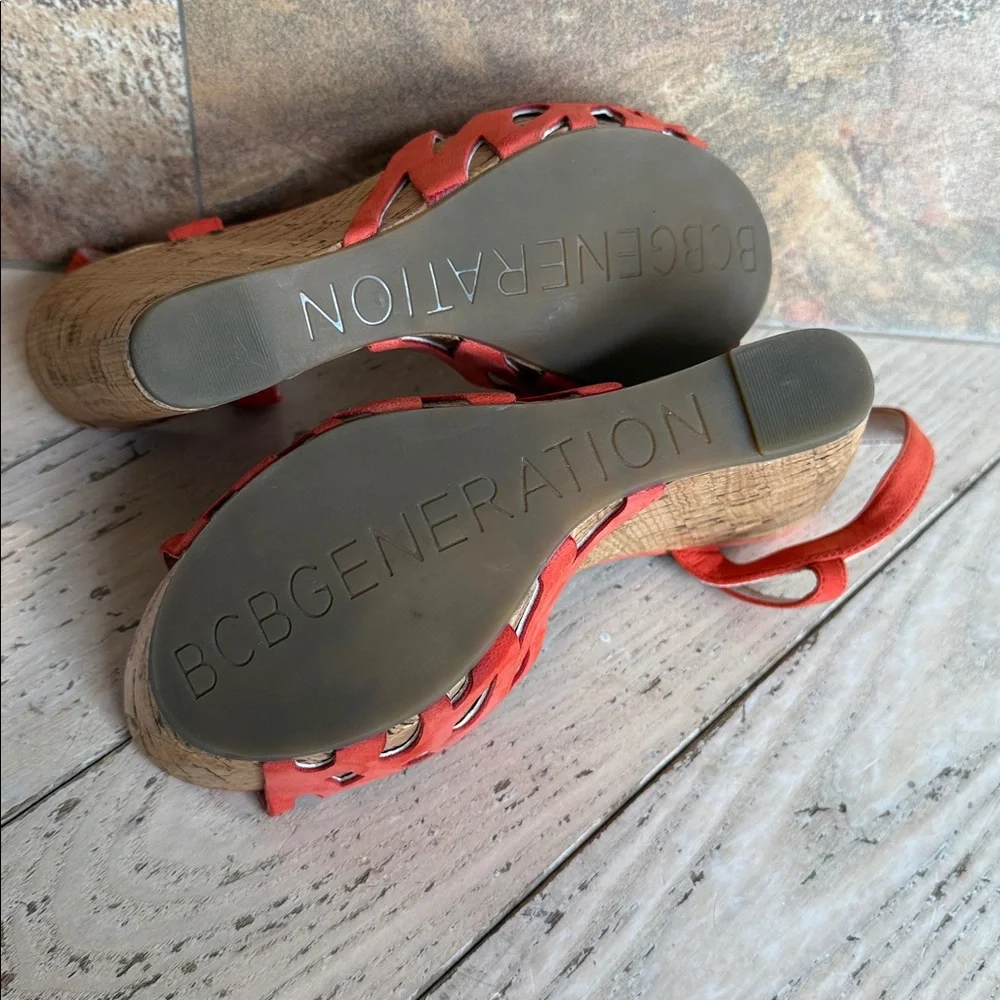 BCBGeneration Red Cutout Wedge Sandals - Picture 11 of 16